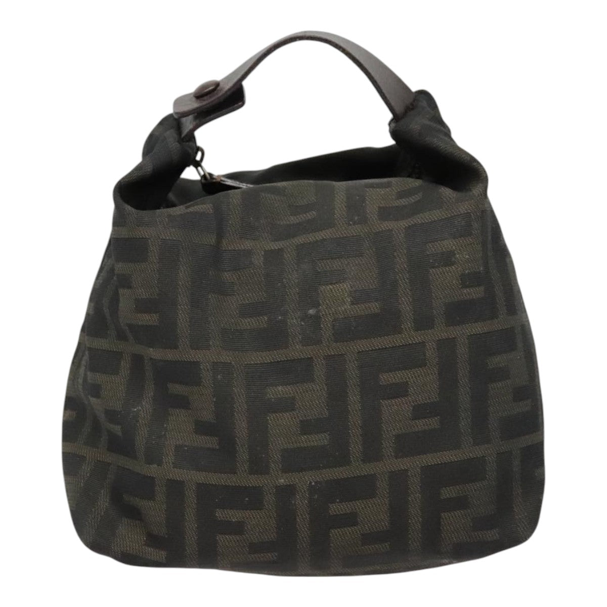 FENDI Zucca Canvas Hand Bag Brown Black Auth bs18438