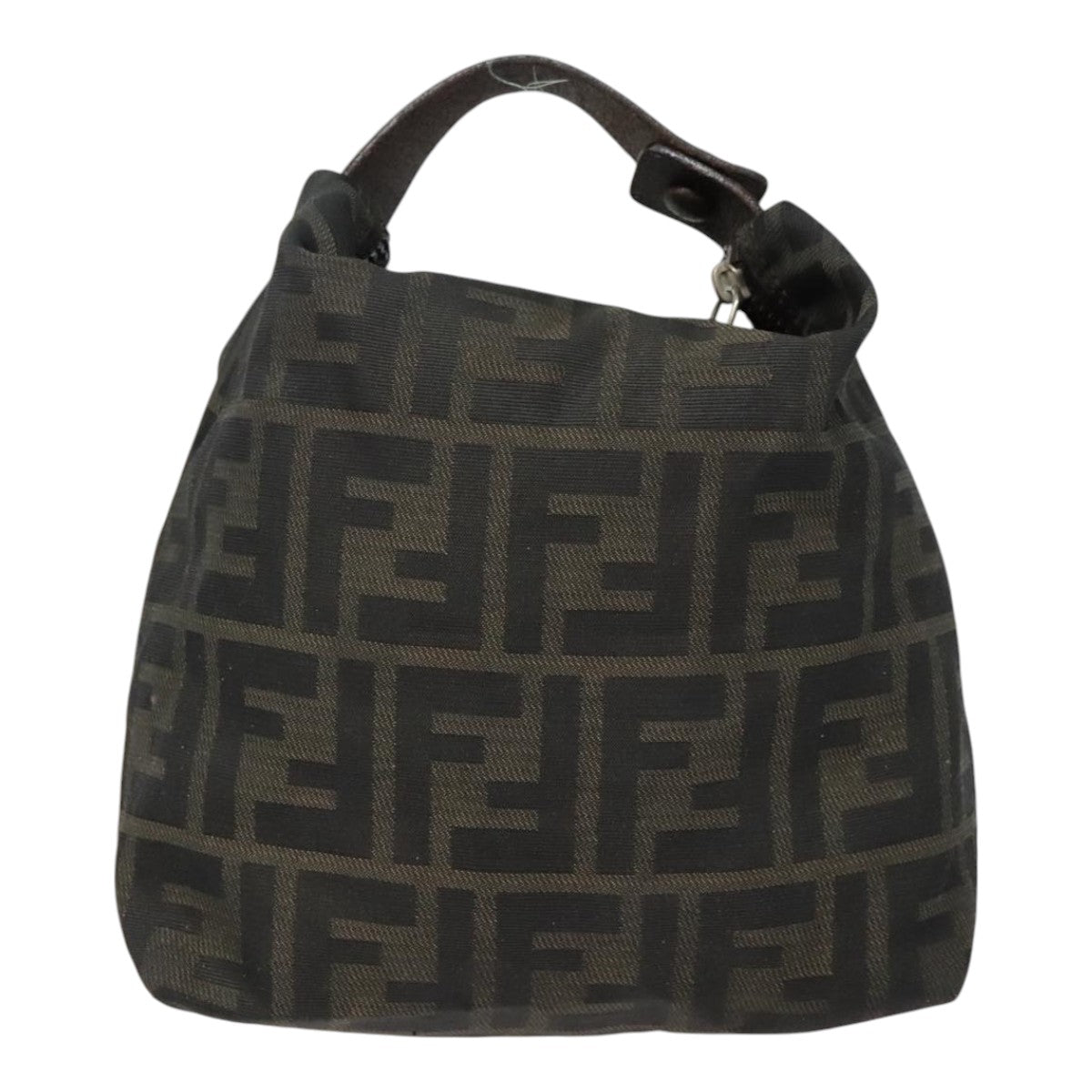 FENDI Zucca Canvas Hand Bag Brown Black Auth bs18438 - 0