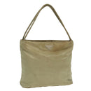 PRADA Tote Bag Nylon Beige Silver Auth bs18439-1