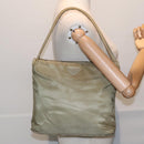PRADA Tote Bag Nylon Beige Silver Auth bs18439-24