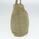 PRADA Tote Bag Nylon Beige Silver Auth bs18439-3