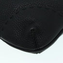 FENDI Celeria Shoulder Bag Leather Black Gold Auth bs18442-18