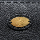 FENDI Celeria Shoulder Bag Leather Black Gold Auth bs18442-21