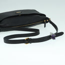 FENDI Celeria Shoulder Bag Leather Black Gold Auth bs18442-7