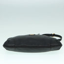 FENDI Celeria Shoulder Bag Leather Black Gold Auth bs18442-5