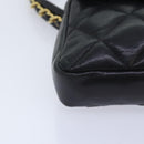 CHANEL Matelasse Waist bag Lamb Skin Black Gold CC Auth bs18455-14