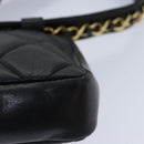 CHANEL Matelasse Waist bag Lamb Skin Black Gold CC Auth bs18455-9
