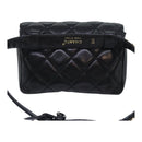 CHANEL Matelasse Waist bag Lamb Skin Black Gold CC Auth bs18455-2
