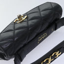 CHANEL Matelasse Waist bag Lamb Skin Black Gold CC Auth bs18455-6
