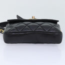 CHANEL Matelasse Waist bag Lamb Skin Black Gold CC Auth bs18455-5