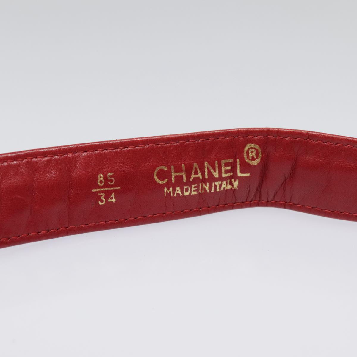 CHANEL Matelasse Chain Waist bag Lamb Skin Red Gold CC Auth bs18456