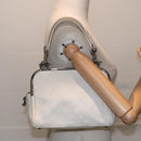 CHANEL Matelasse Hand Bag Leather White Silver CC Auth bs18457-24