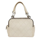 CHANEL Matelasse Hand Bag Leather White Silver CC Auth bs18457-13
