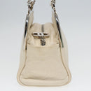 CHANEL Matelasse Hand Bag Leather White Silver CC Auth bs18457-3
