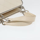 CHANEL Matelasse Hand Bag Leather White Silver CC Auth bs18457-7