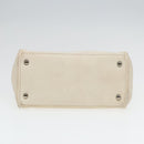 CHANEL Matelasse Hand Bag Leather White Silver CC Auth bs18457-5