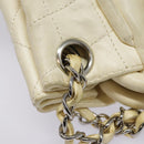CHANEL Matelasse Chain Shoulder Bag Leather Beige Silver CC Auth bs18463-10