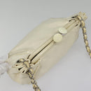 CHANEL Matelasse Chain Shoulder Bag Leather Beige Silver CC Auth bs18463-8