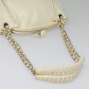 CHANEL Matelasse Chain Shoulder Bag Leather Beige Silver CC Auth bs18463-9