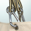 CHANEL COCO Mark Tote Bag Canvas Beige Silver CC Auth bs18464-19