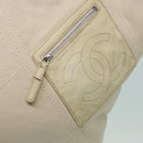 CHANEL COCO Mark Tote Bag Canvas Beige Silver CC Auth bs18464-9