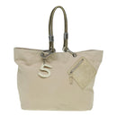 CHANEL COCO Mark Tote Bag Canvas Beige Silver CC Auth bs18464-13
