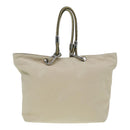 CHANEL COCO Mark Tote Bag Canvas Beige Silver CC Auth bs18464-2