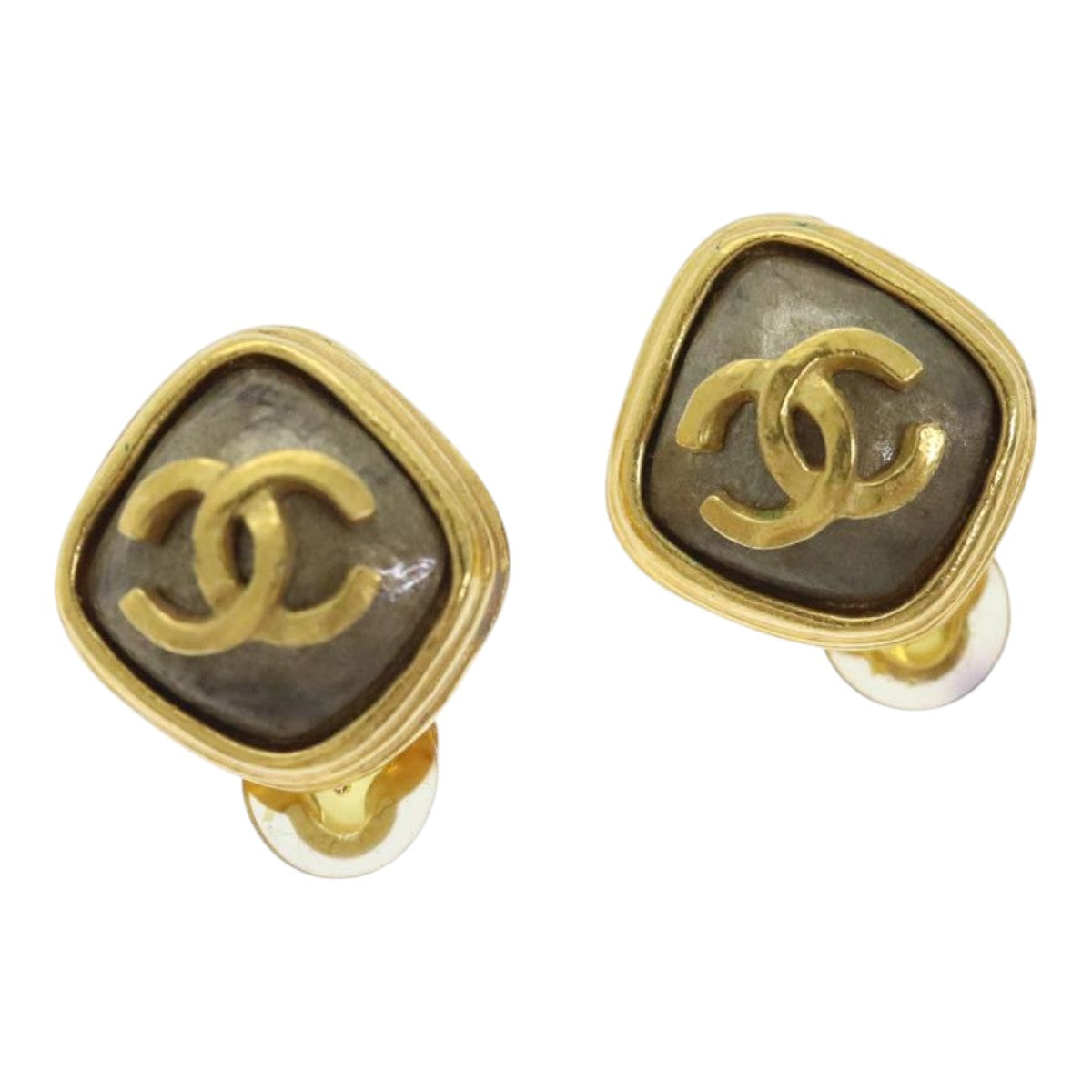 CHANEL COCO Mark Earring metal Gold CC Auth bs18469