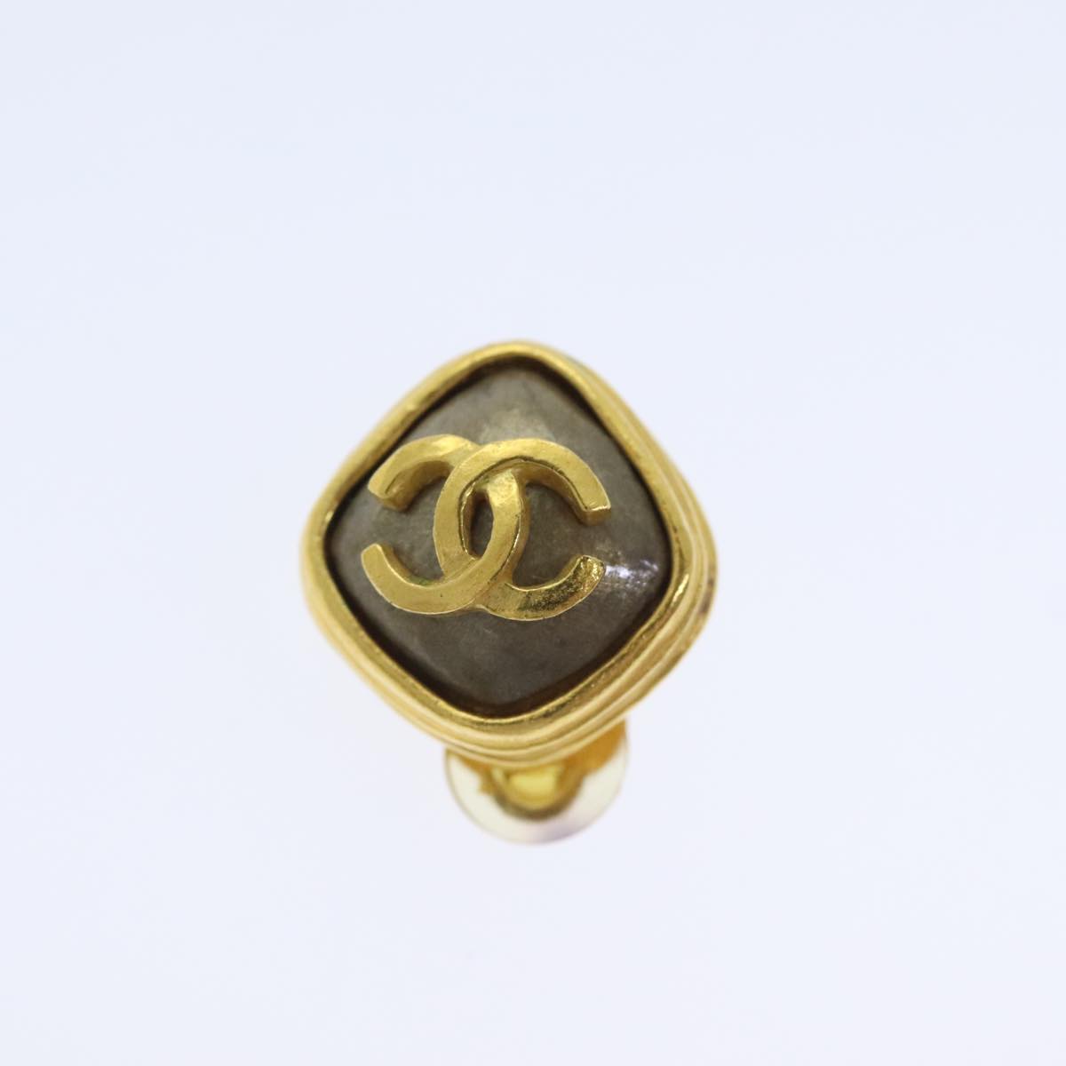 CHANEL COCO Mark Earring metal Gold CC Auth bs18469