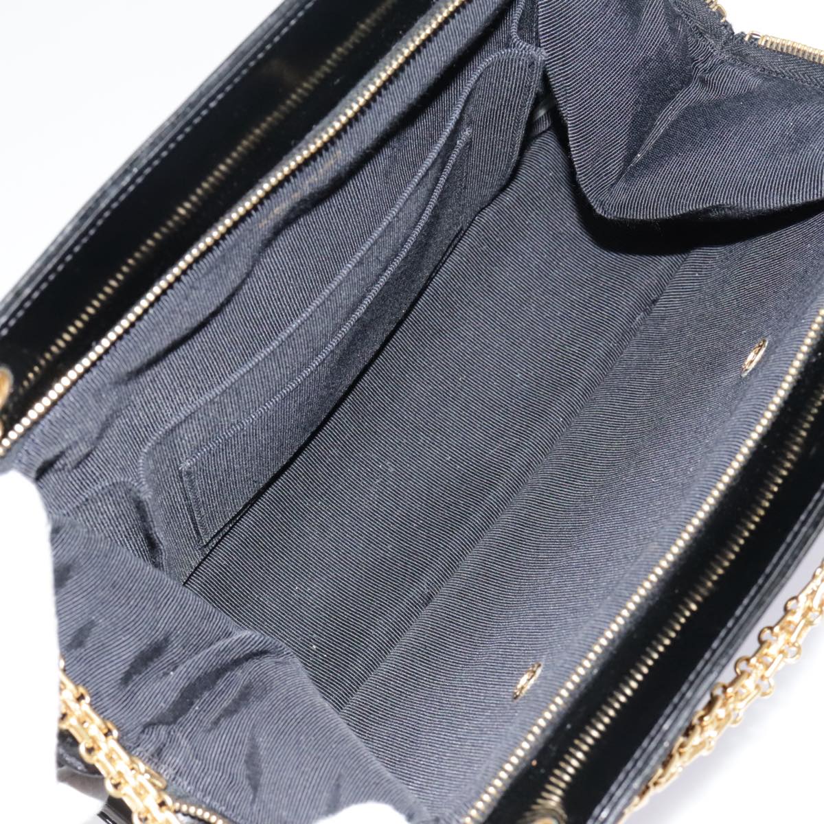 CHANEL Chain Shoulder Bag Patent leather Black Gold CC Auth bs18472