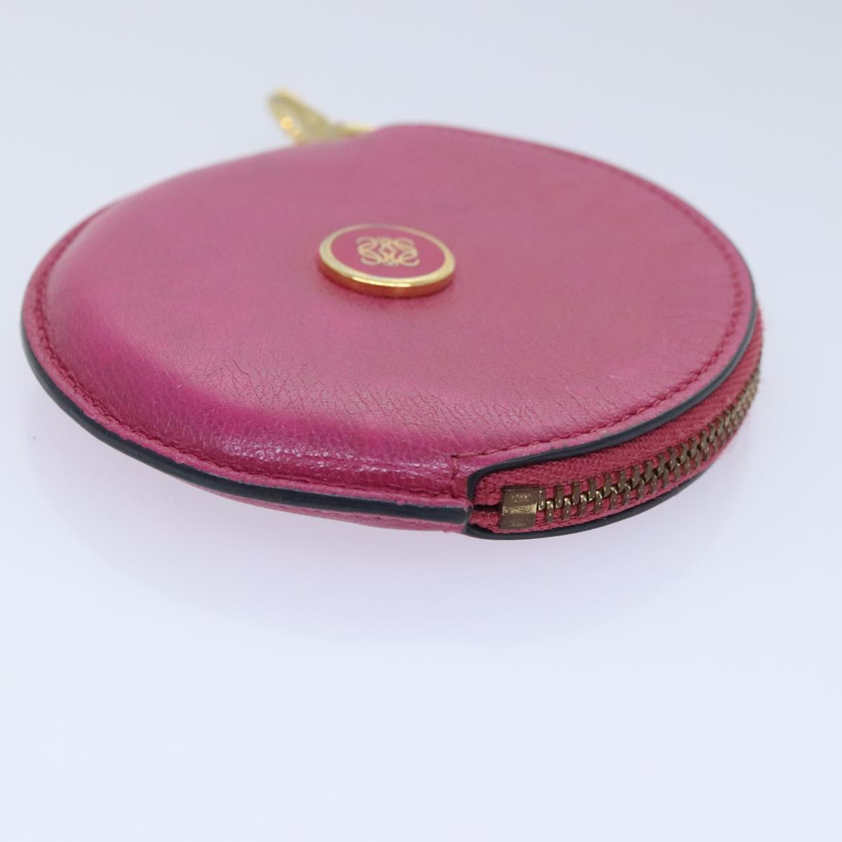 LOEWE Coin Purse Leather Pink Gold Auth bs18475