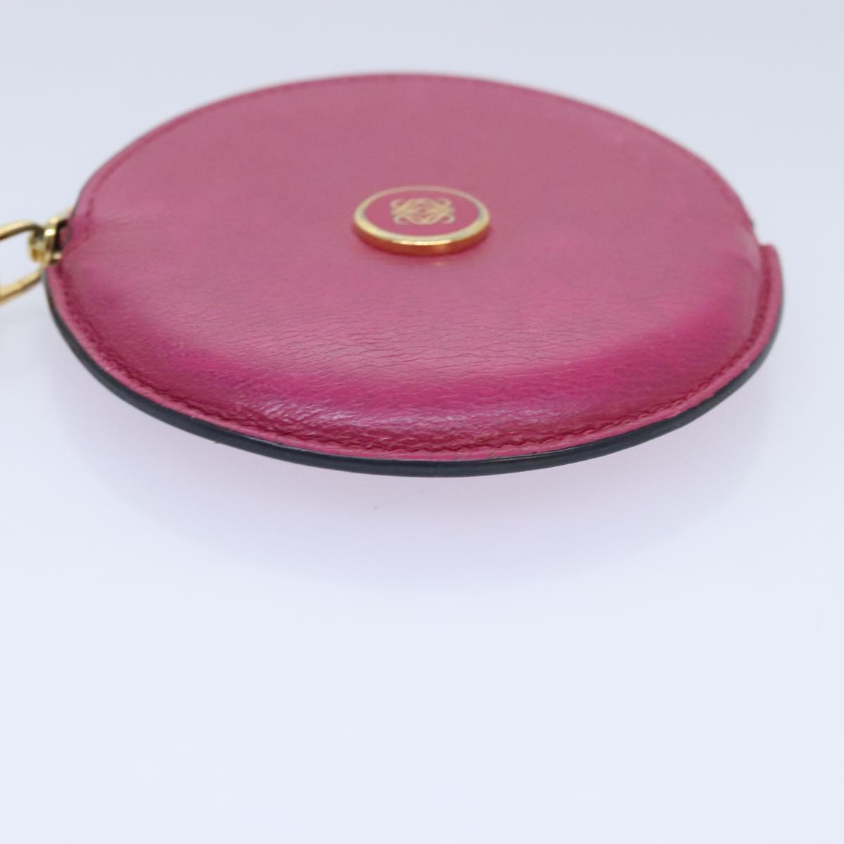 LOEWE Coin Purse Leather Pink Gold Auth bs18475