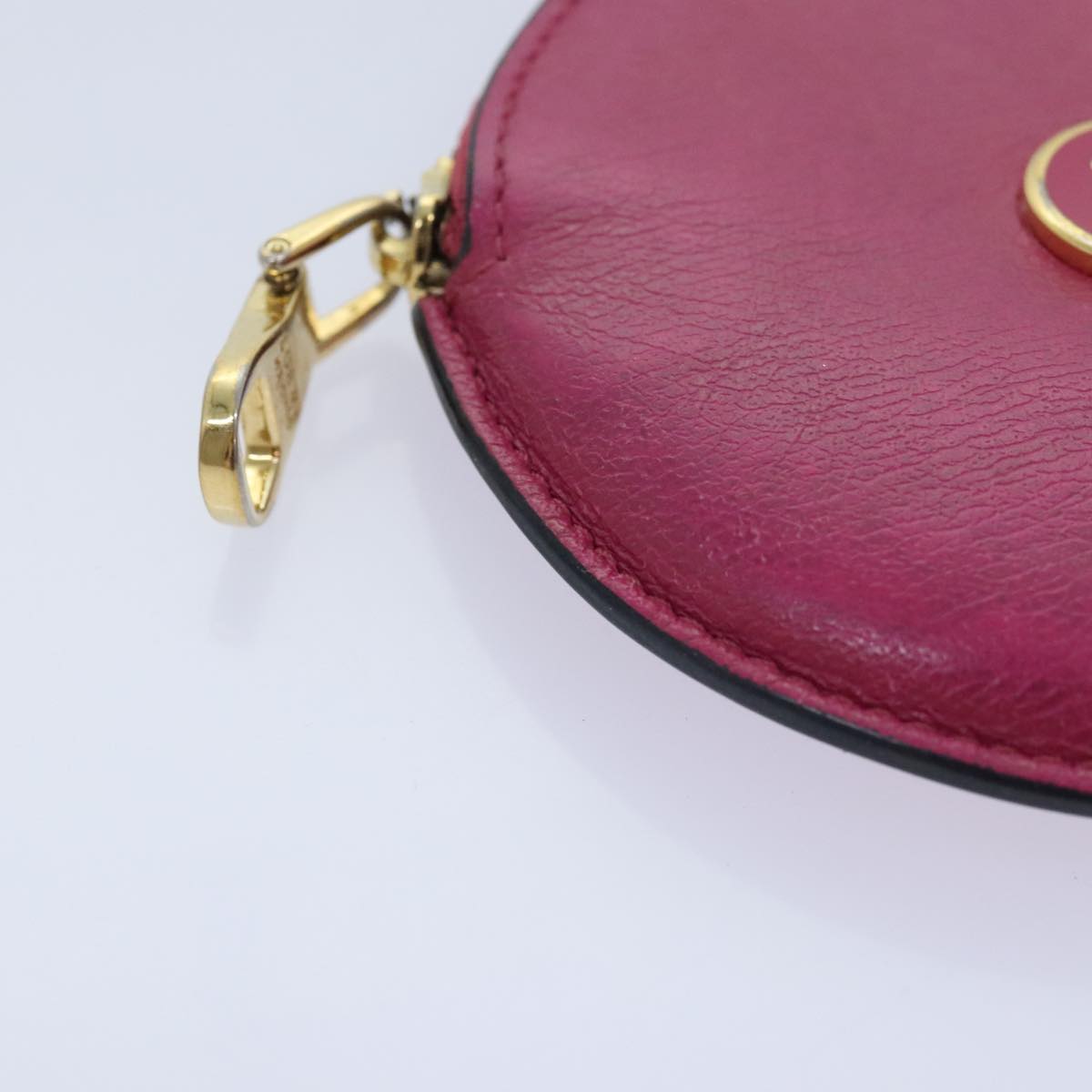 LOEWE Coin Purse Leather Pink Gold Auth bs18475