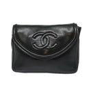 CHANEL Chain Waist bag Lamb Skin Black Gold CC Auth bs18476-13
