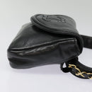 CHANEL Chain Waist bag Lamb Skin Black Gold CC Auth bs18476-4