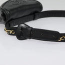 CHANEL Chain Waist bag Lamb Skin Black Gold CC Auth bs18476-8