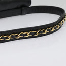 CHANEL Chain Waist bag Lamb Skin Black Gold CC Auth bs18476-9