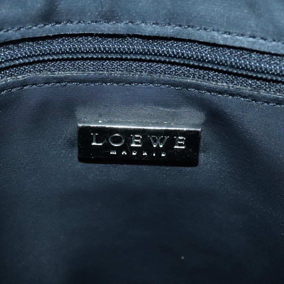 LOEWE Anagram Shoulder Bag Leather Black Silver Auth bs18478