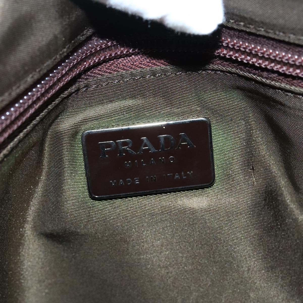 PRADA Shoulder Bag Nylon Plastic Khaki Auth bs18500