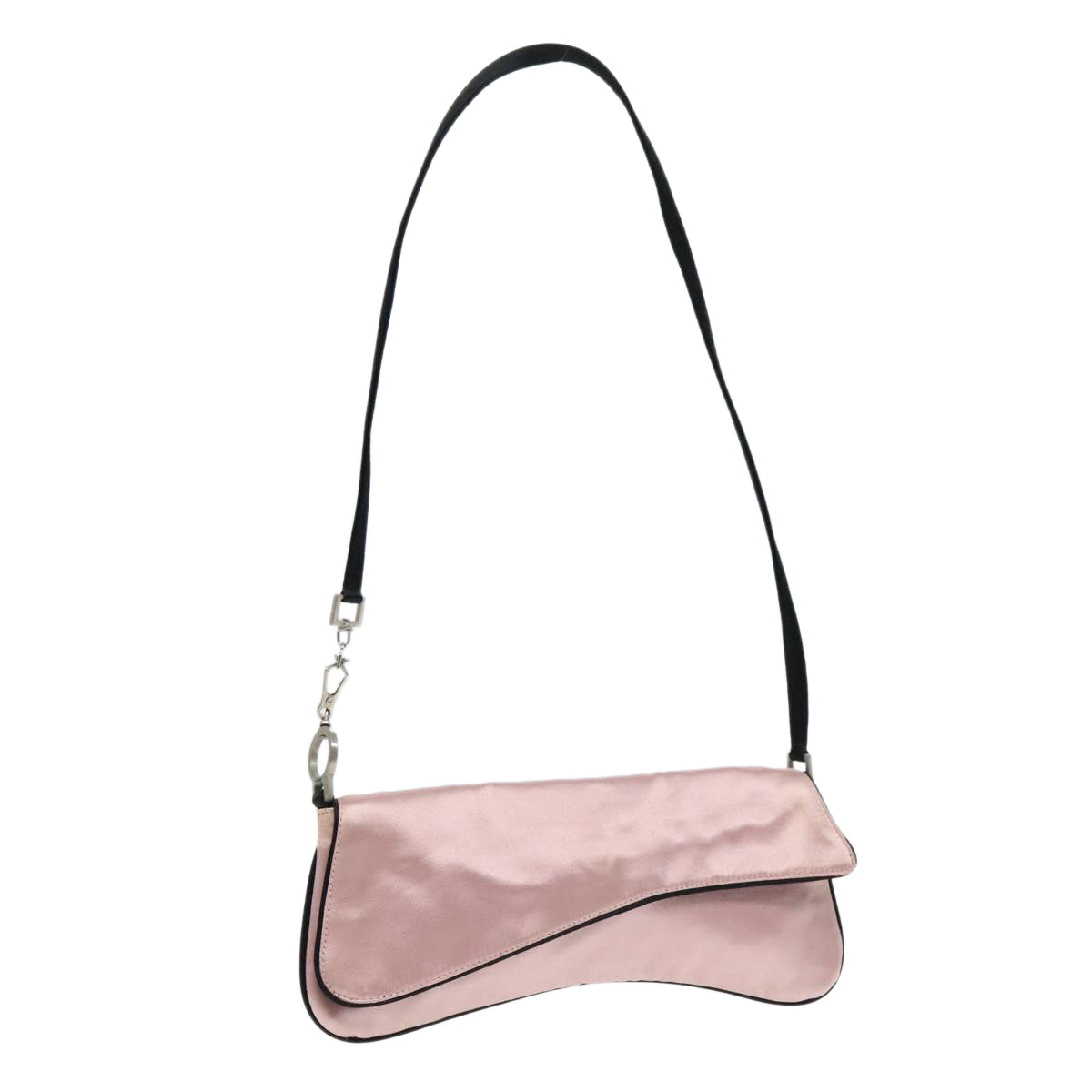 PRADA Shoulder Bag Satin Pink Silver Auth bs18508