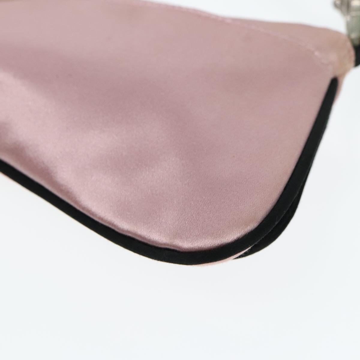 PRADA Shoulder Bag Satin Pink Silver Auth bs18508