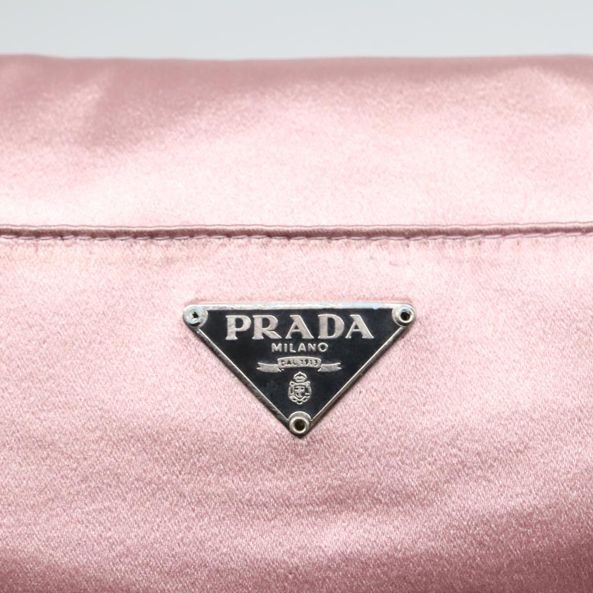 PRADA Shoulder Bag Satin Pink Silver Auth bs18508