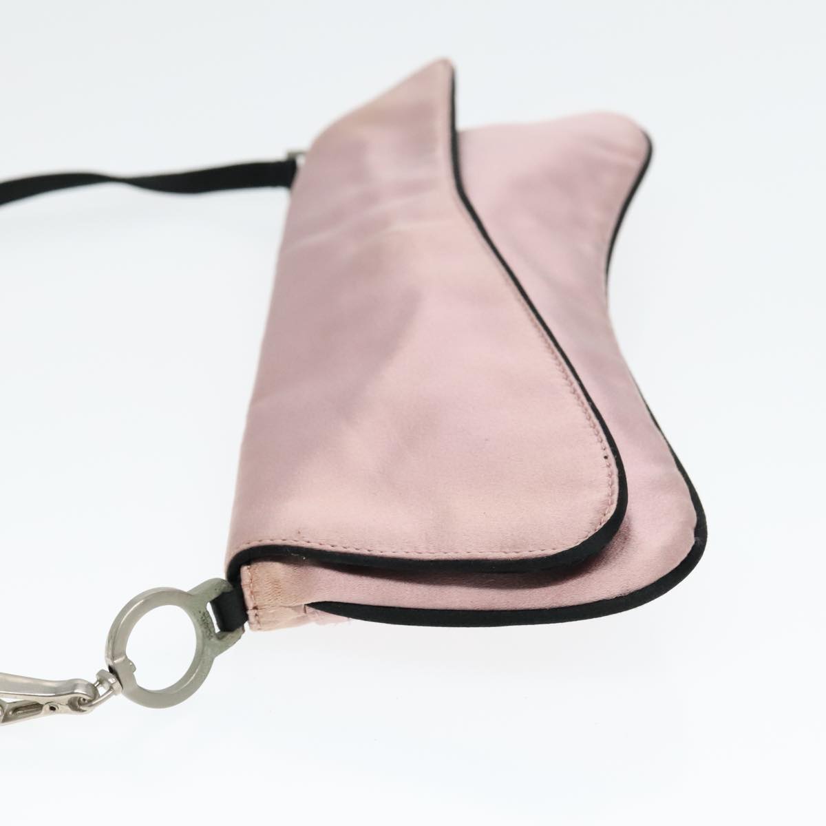 PRADA Shoulder Bag Satin Pink Silver Auth bs18508