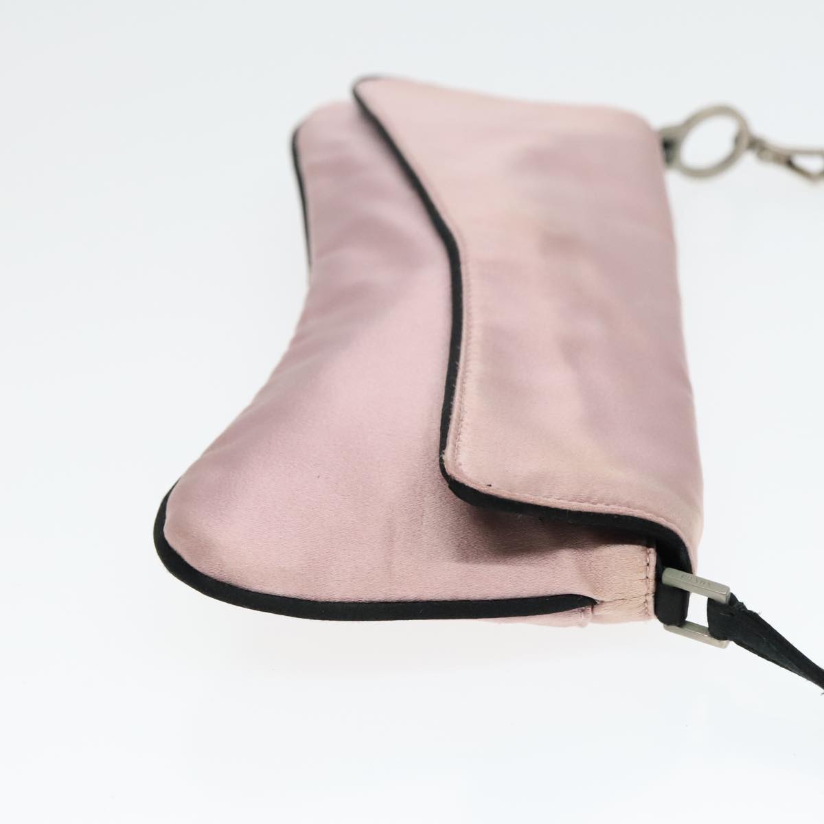 PRADA Shoulder Bag Satin Pink Silver Auth bs18508