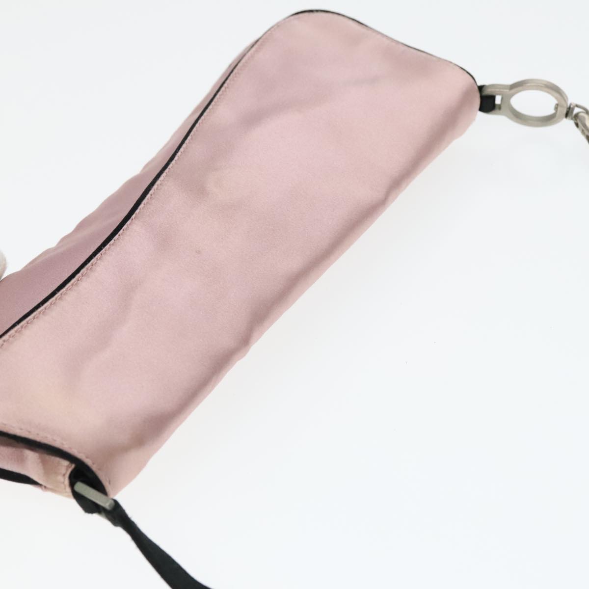 PRADA Shoulder Bag Satin Pink Silver Auth bs18508