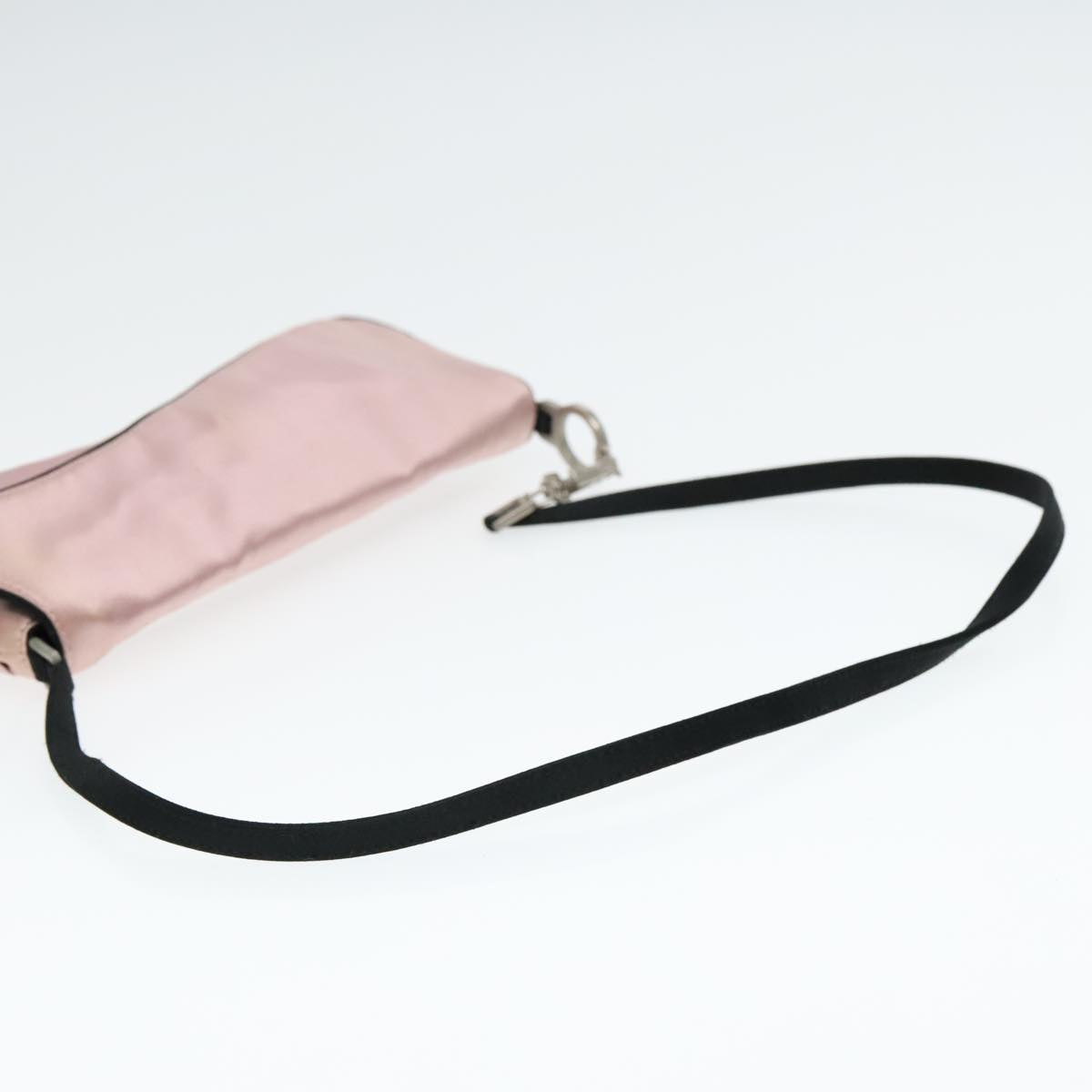 PRADA Shoulder Bag Satin Pink Silver Auth bs18508