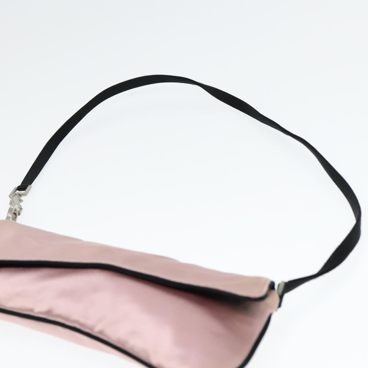 PRADA Shoulder Bag Satin Pink Silver Auth bs18508