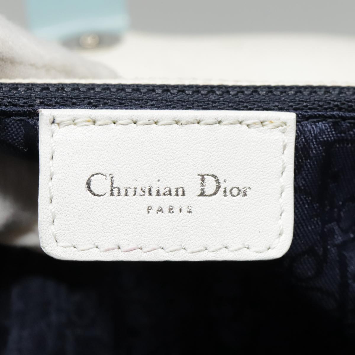 Christian Dior Shoulder Bag Canvas Blue Silver Auth bs18511