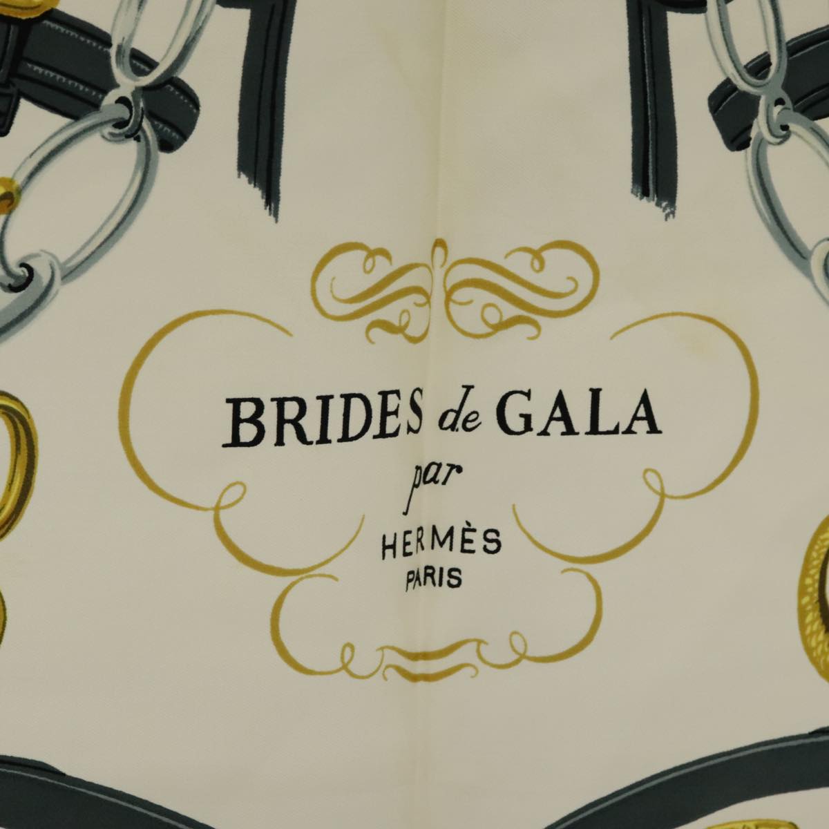 HERMES Carre 90 Scarf ""BRIDES de GALA"" Silk Light Blue White Auth bs18512