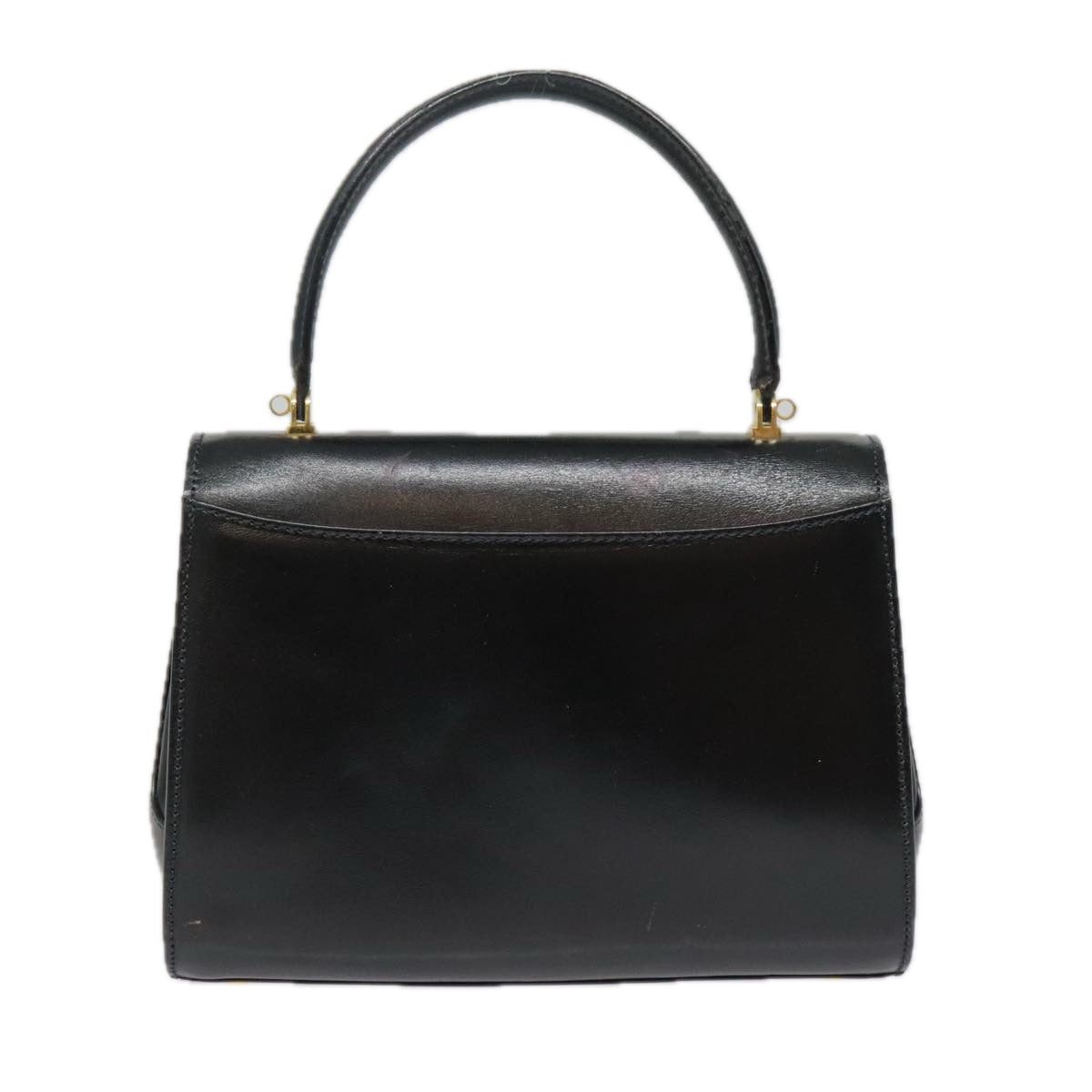 BALLY Hand Bag Leather Black Gold Auth bs18515 - 0